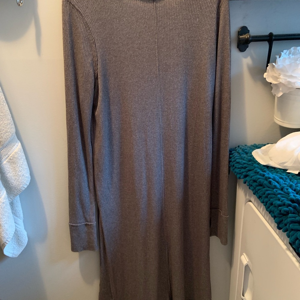 We the free Gray Ribbed Cardigan with Button Detail - Picture 3 of 4